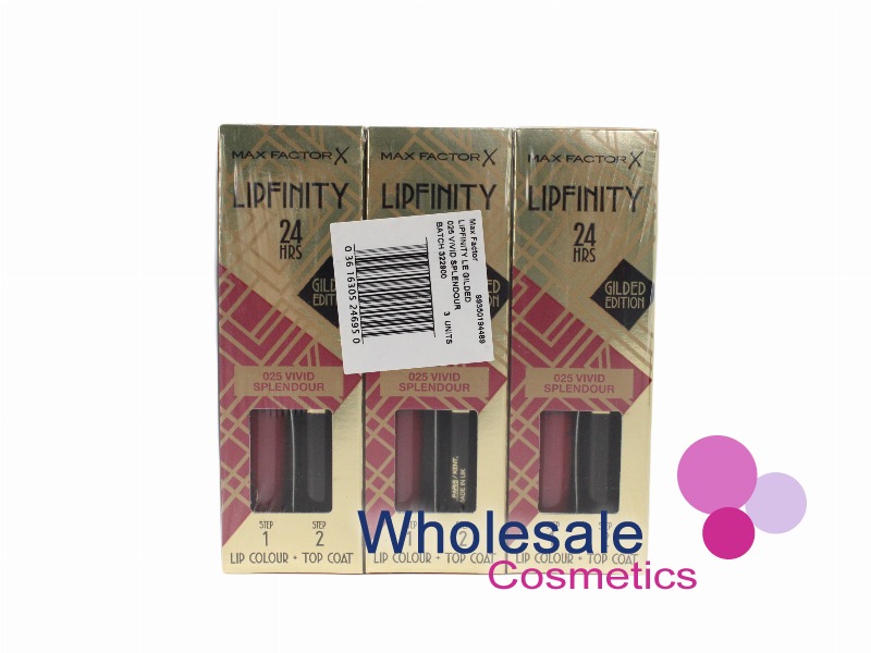 6 x Max Factor LipFinity 24H Gilded Edition Lip Colour - 025 VIVID SPLENDOUR